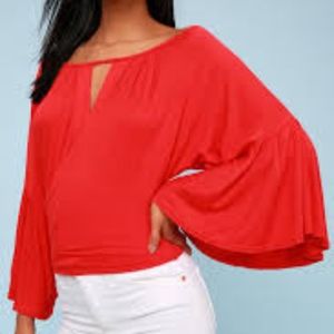 NWOT LAST TIME RED SURPRISE BELL SLEVE CROP TOP